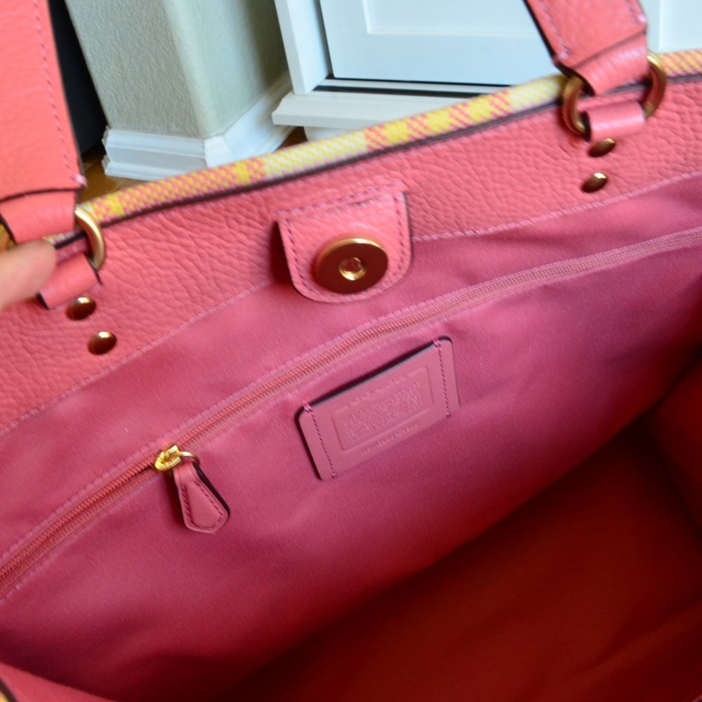 Coach Pink Plaid Tote Bag - Picture 8 of 11